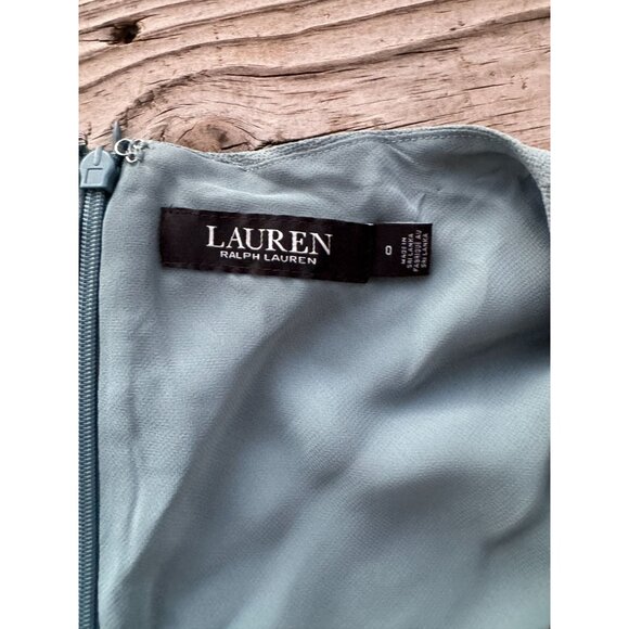 LAUREN RALPH LAUREN Black Label BELTED CREPE FLUTTER-SLEEVE DRESS Scoop Neck 0 g - Picture 10 of 11